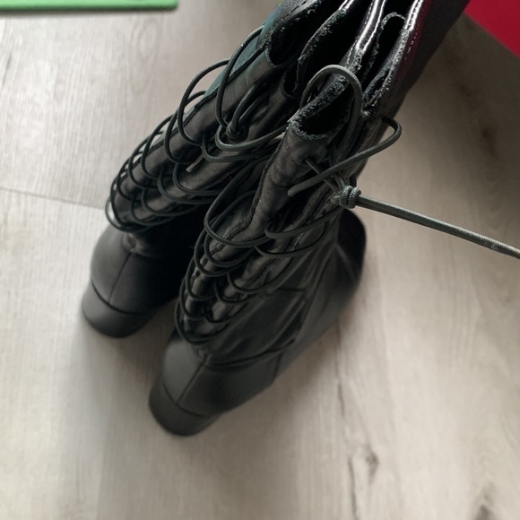 Size 9 1/2 B.Regence Black Leather Boots Made In‎ Canada lace up wide zipper - Picture 14 of 16